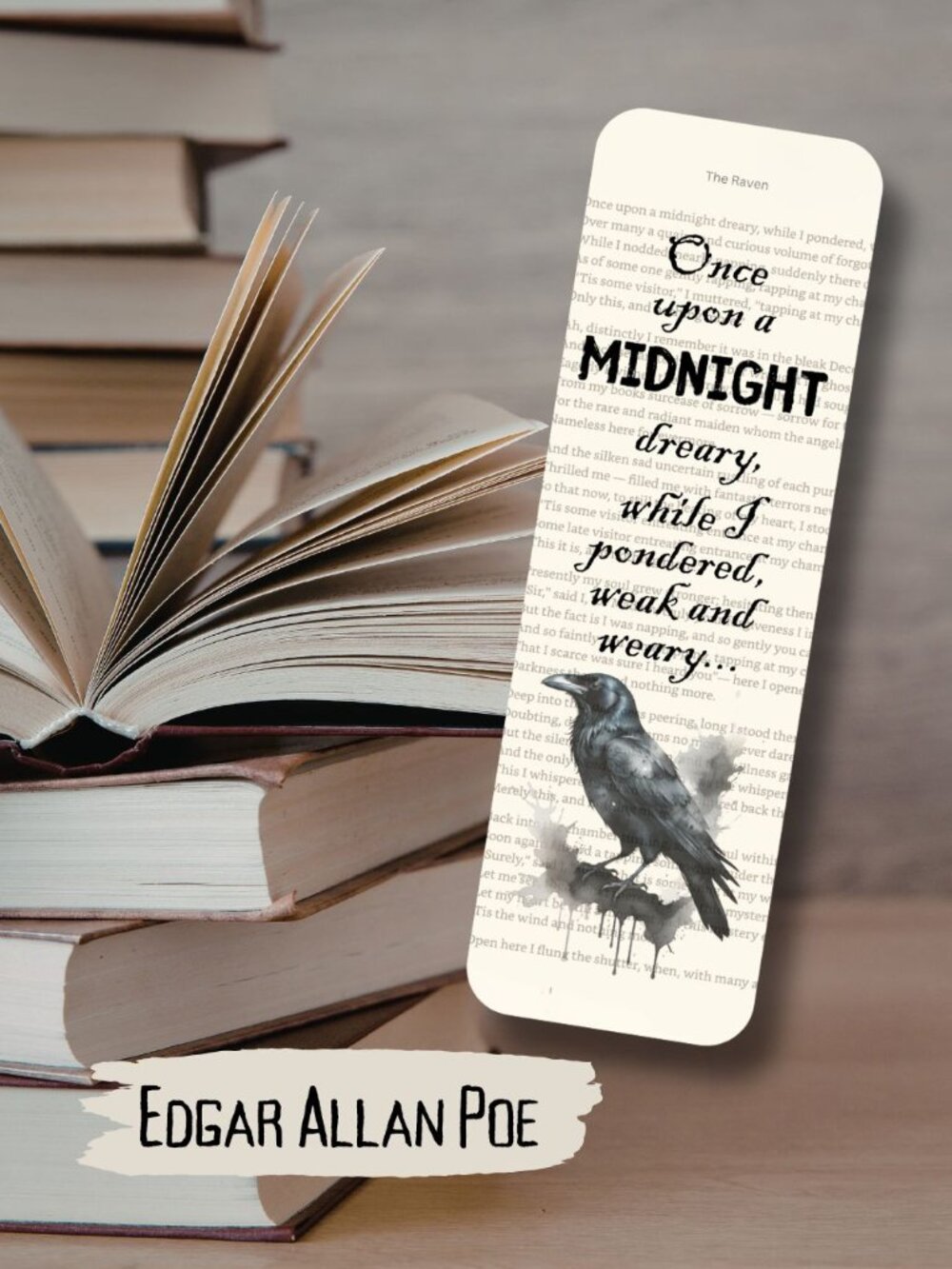 Edgar Allan Poe Bookish Book Page Bookmark, The Raven